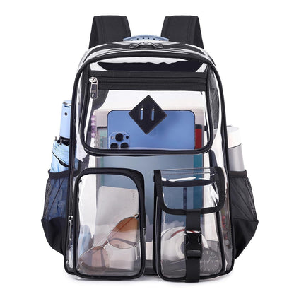 Mochila Transparente PVC – Aprobada en Puntos de Revisión, Resistente para Planta y Fábrica
