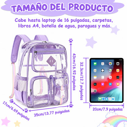 Mochila Transparente PVC – Aprobada en Puntos de Revisión, Resistente para Planta y Fábrica