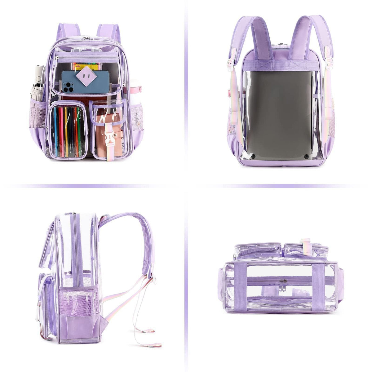 Mochila Transparente PVC – Aprobada en Puntos de Revisión, Resistente para Planta y Fábrica
