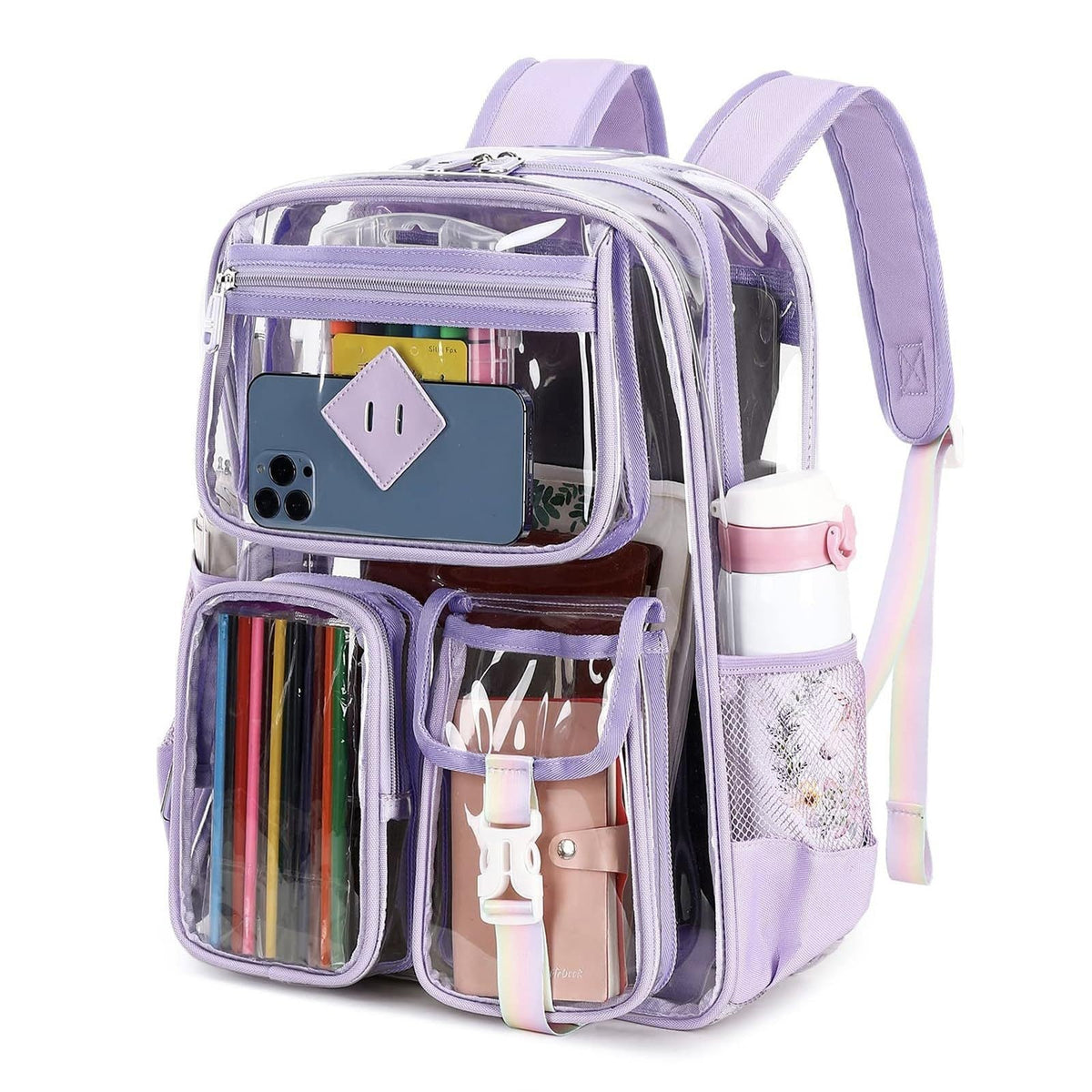 Mochila Transparente PVC – Aprobada en Puntos de Revisión, Resistente para Planta y Fábrica