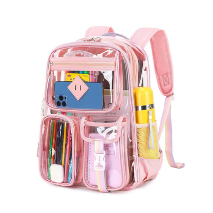 Mochila Transparente PVC – Aprobada en Puntos de Revisión, Resistente para Planta y Fábrica