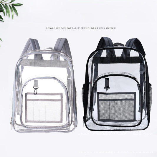 Mochila Transparente PVC Grande – Alta Capacidad, Resistente y Lista para tu Turno