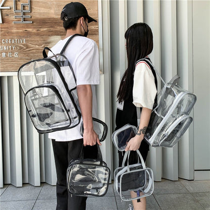 Mochila Transparente PVC Grande – Alta Capacidad, Resistente y Lista para tu Turno