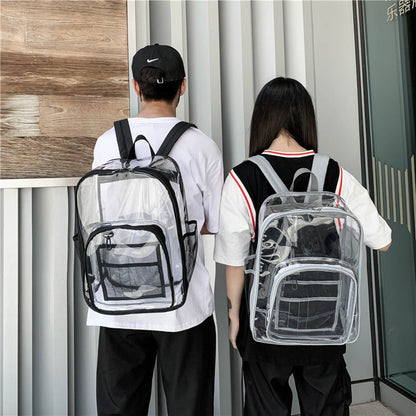 Mochila Transparente PVC Grande – Alta Capacidad, Resistente y Lista para tu Turno
