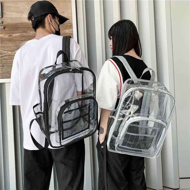 Mochila Transparente PVC Grande – Alta Capacidad, Resistente y Lista para tu Turno